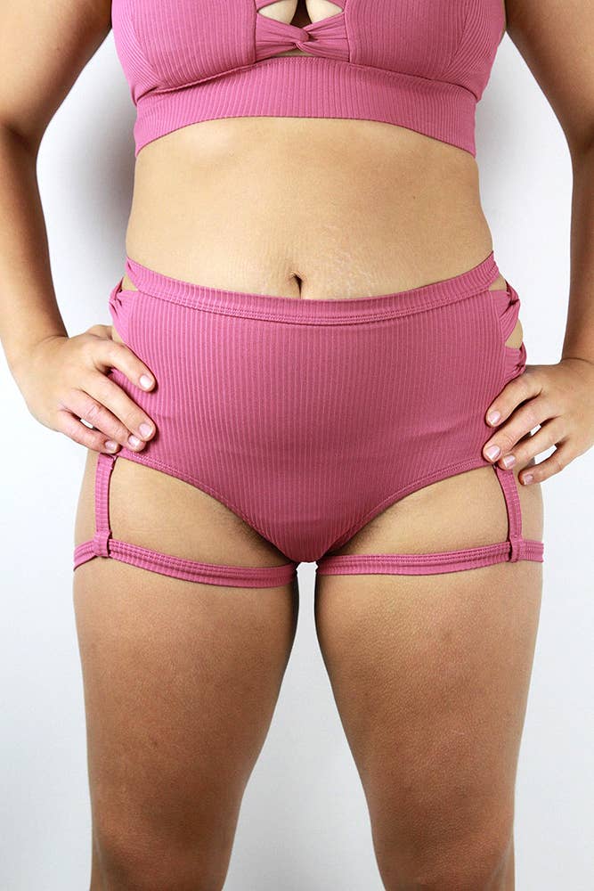 Sasha Mid Waist Garter Short - Dusty Pink  for wholesale on Faire8