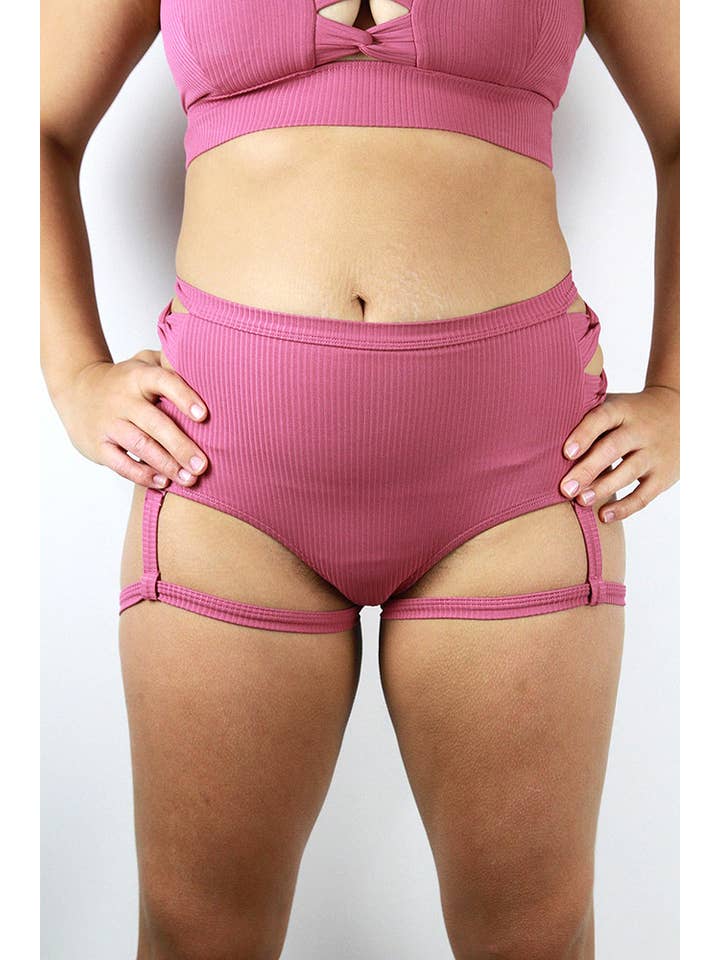Sasha Mid Waist Garter Short - Dusty Pink for wholesale on Faire8