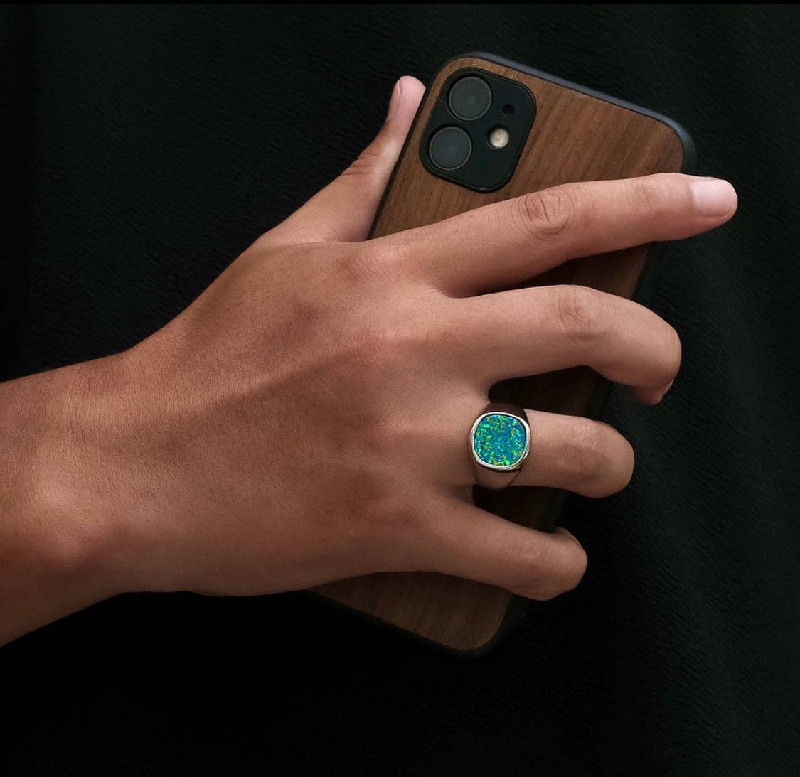 Twistedpendant - Wholesale Signet Ring - Green Opal Signet Ring - Silver2
