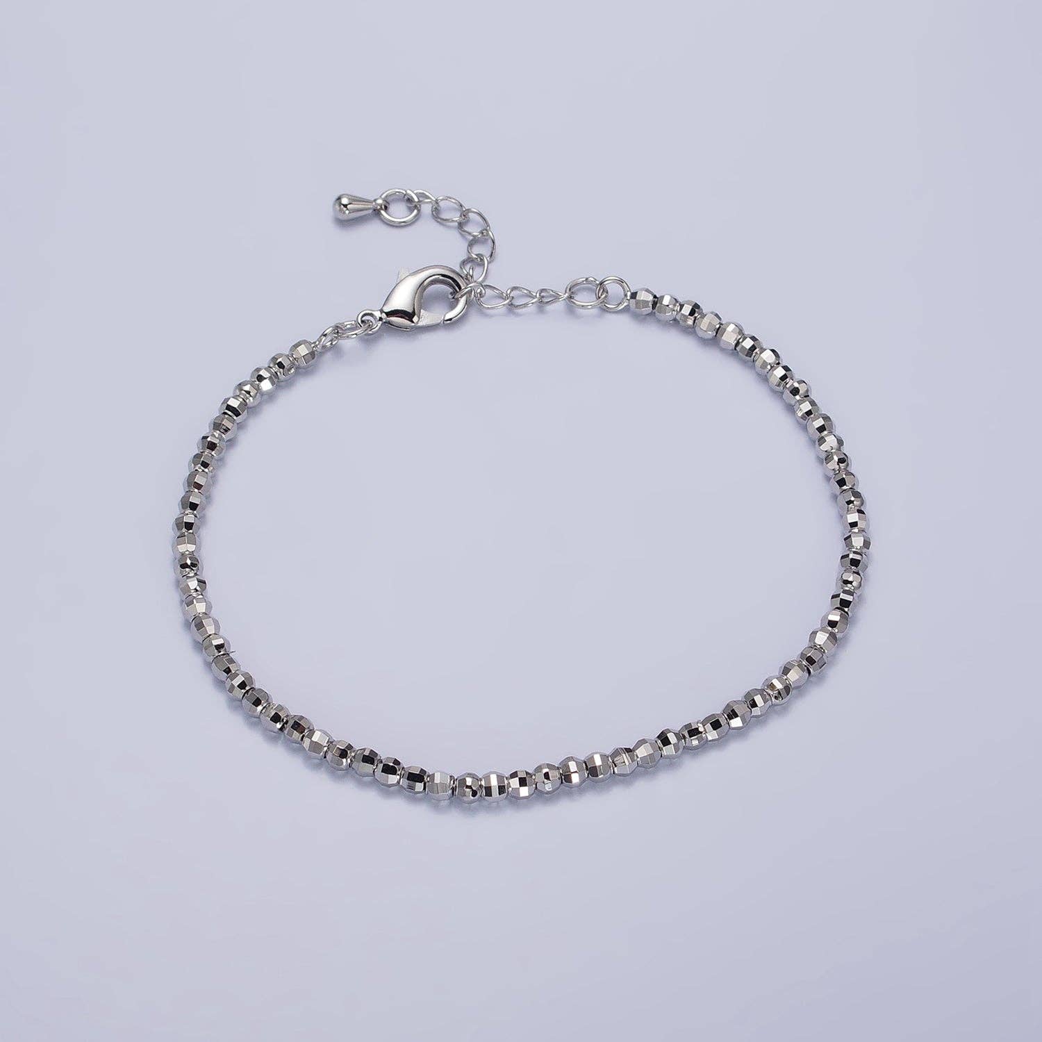 Aim Eternal – wholesale Beaded bracelet – 2.5mm, 3.5mm Gold, Silver Multifaceted Disco Ball Round Bead 7 Inch Chain Bracelet | WA-1572 ~ WA-12753