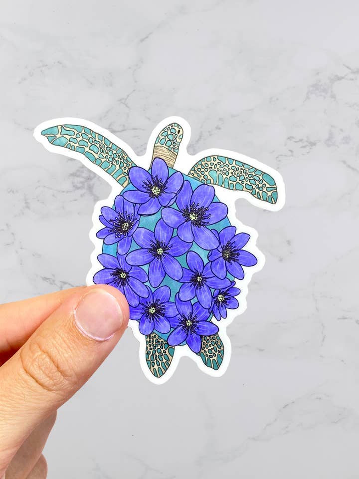 Autocollant Tortue de mer, vinyle imperméable pour la vente par Karen B Creations