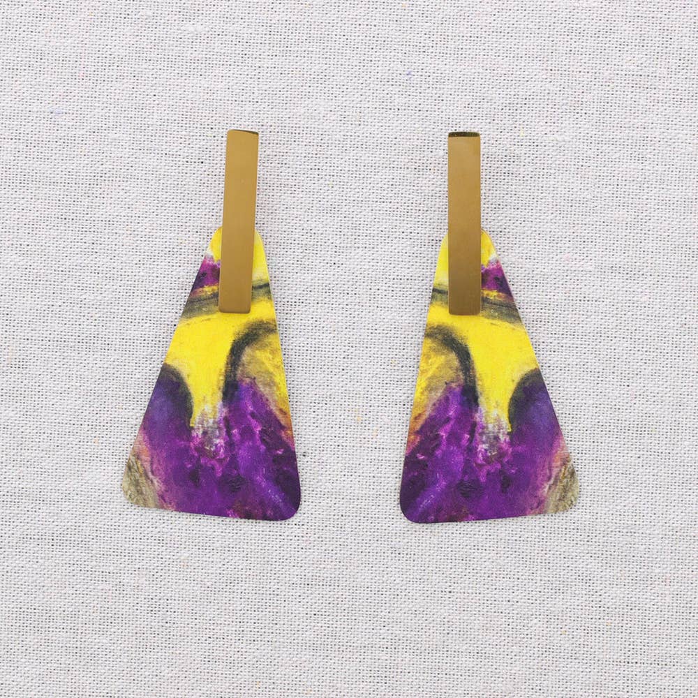 Sonata - Wholesale Snap Jewelry - Triangular Hanging Steel Earrings Drawing3