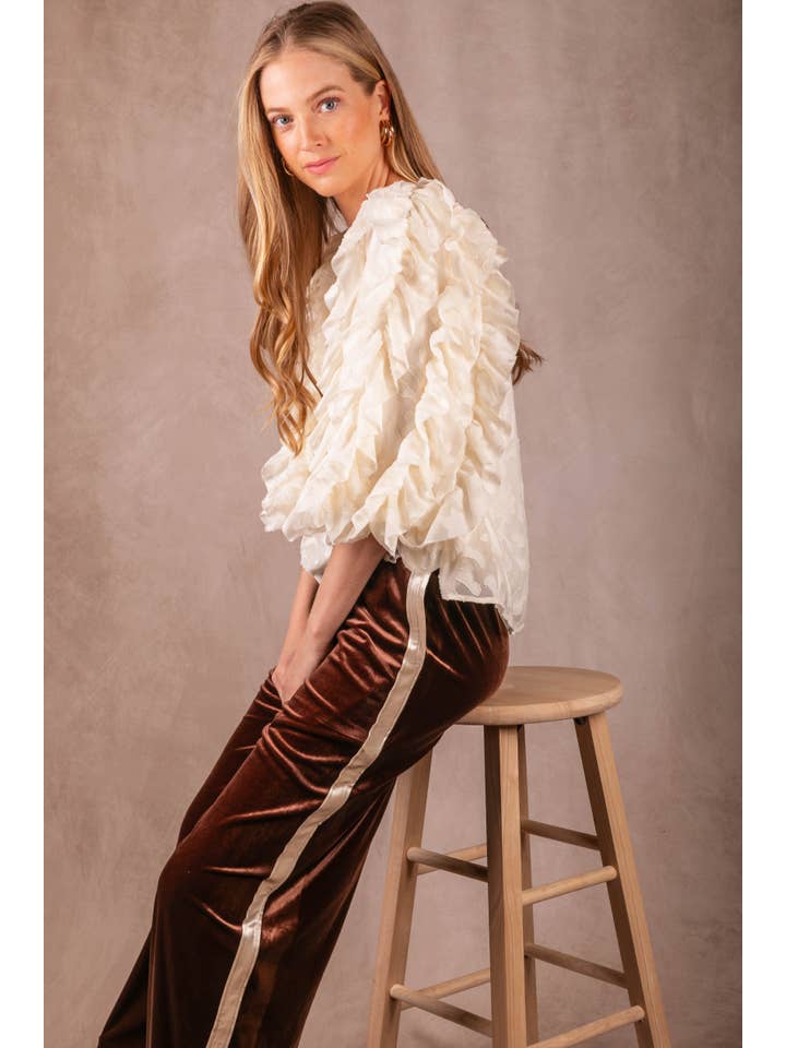 Before You Collection - Wholesale Pants - Women's - Velvet Contrast Side Stripe Wide Leg Pants