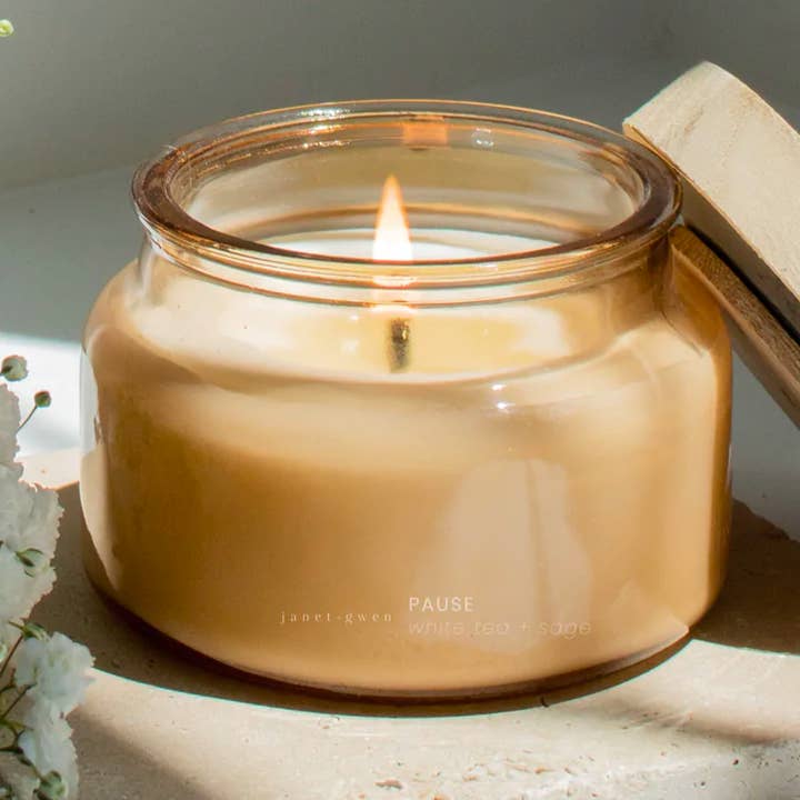 Pause Glass Jar for wholesale by Janet Gwen