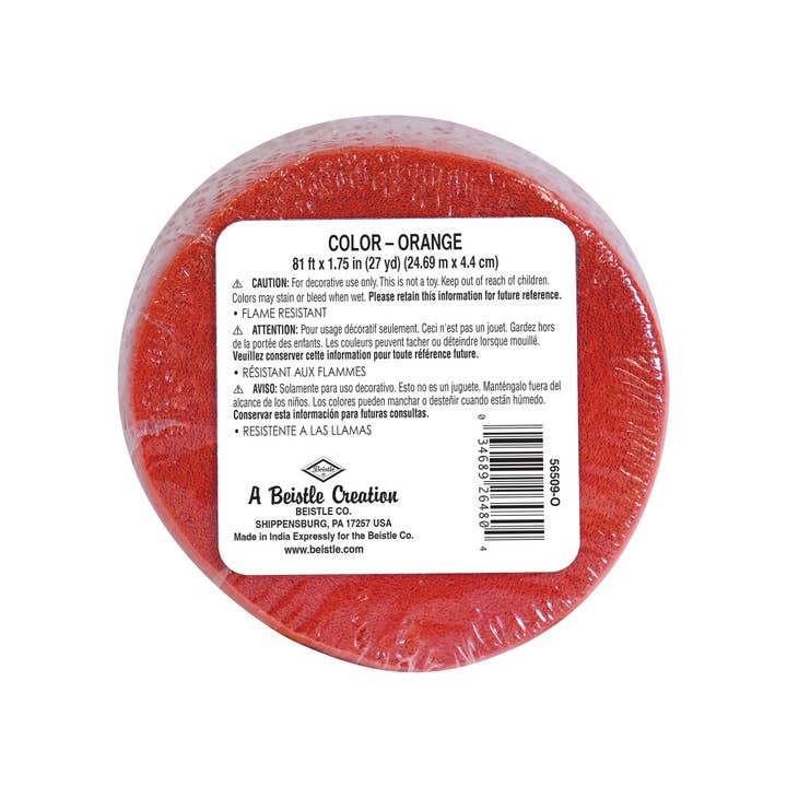 Beistle - Wholesale Streamer - Orange Festive Crepe Streamer, 1¾" x 81'2