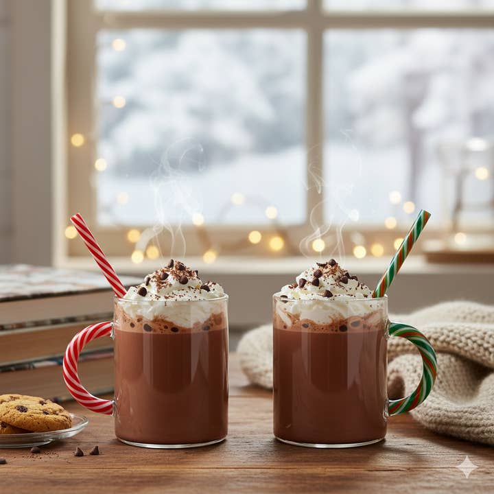 AULICA – wholesale Coffee/tea cup – Green and red candy cane glass tea cups - set of 21