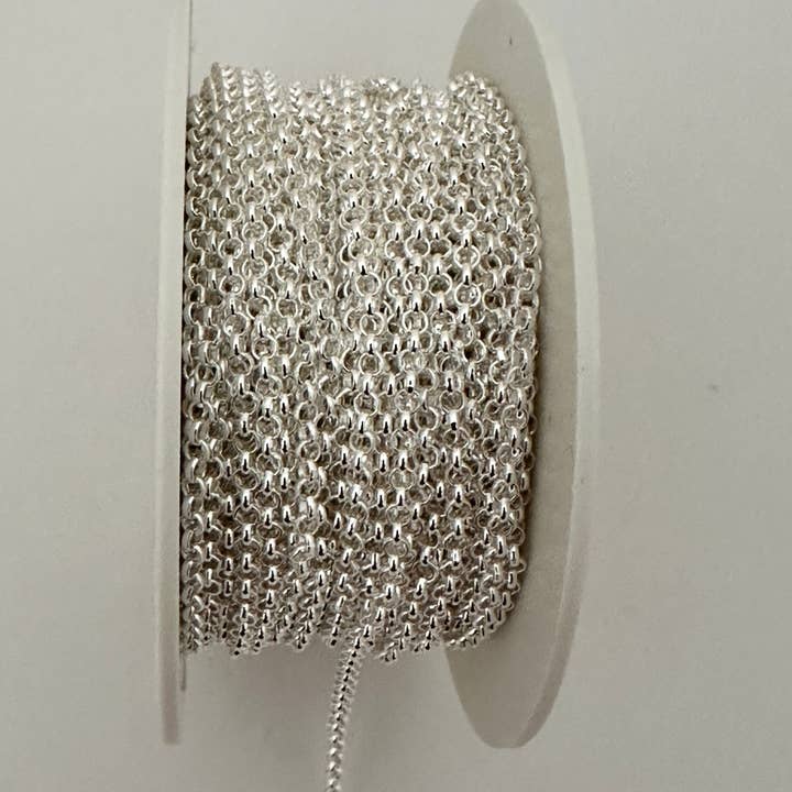 Sterling Silver Round rolo half round wire Chain, 1 Foot Size: 2.2mm | CHN25SS for wholesale by Purity Beads