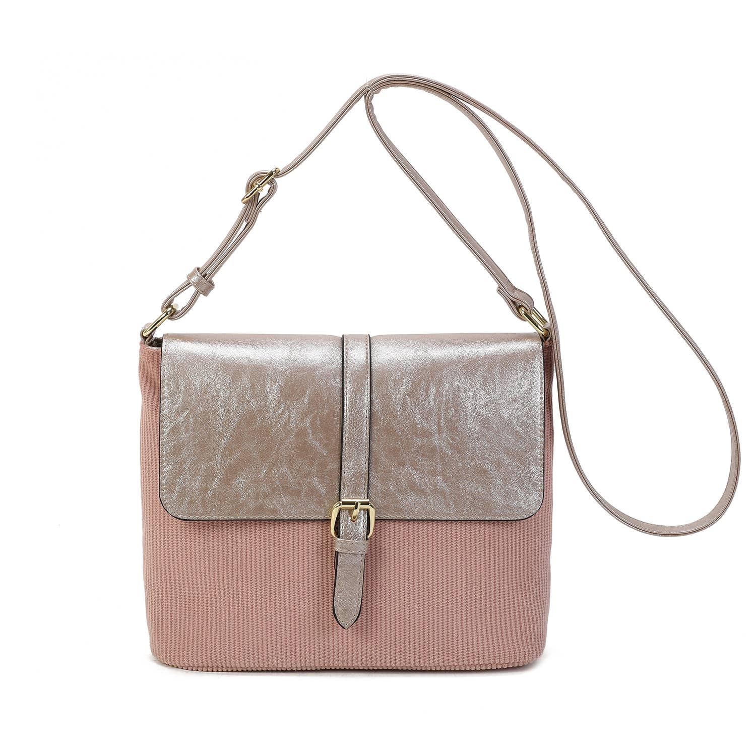 INES DELAURE - Wholesale Shoulder Bag - Women's - Corduroy shoulder bag trimmed with PU4