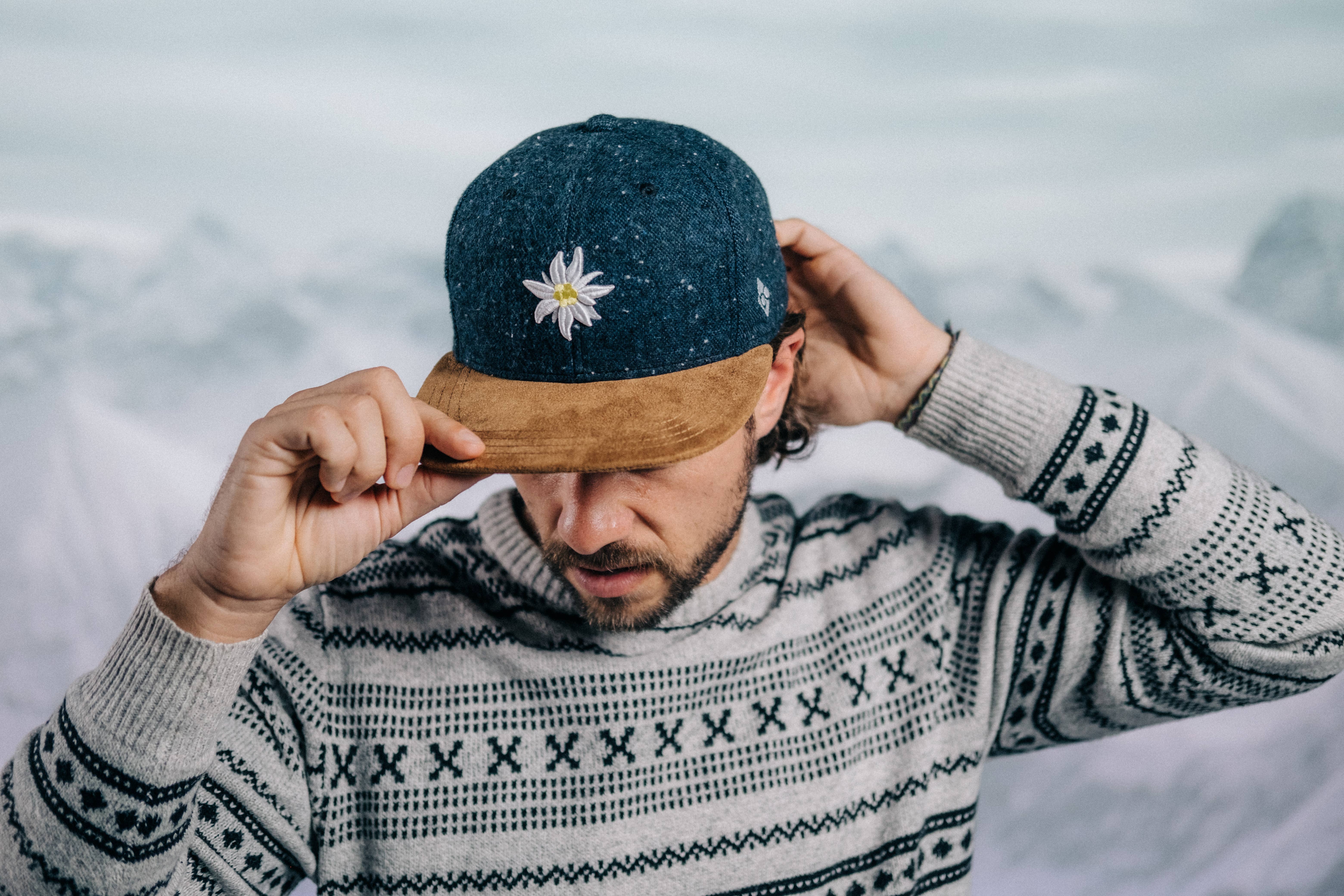 Berretto «Edelweiss» flanella, blu (snapback) all'ingrosso per