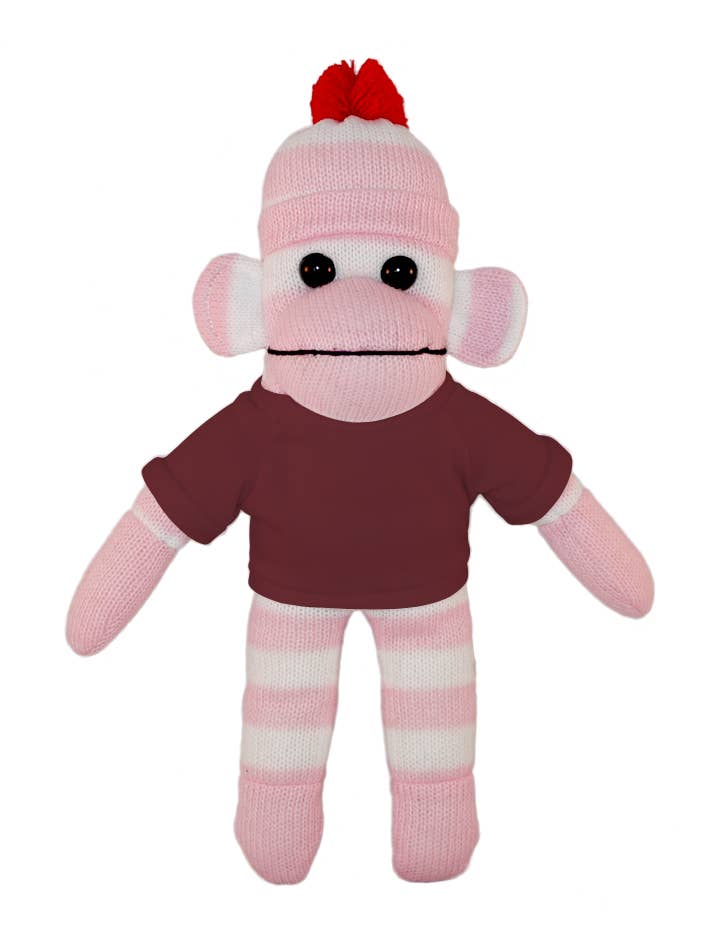 Plushland – Großhandel Kuschel-/Plüschtier – Kind & Baby – Pink Sock Monkey Sitzsack Tier 25,4 cm15