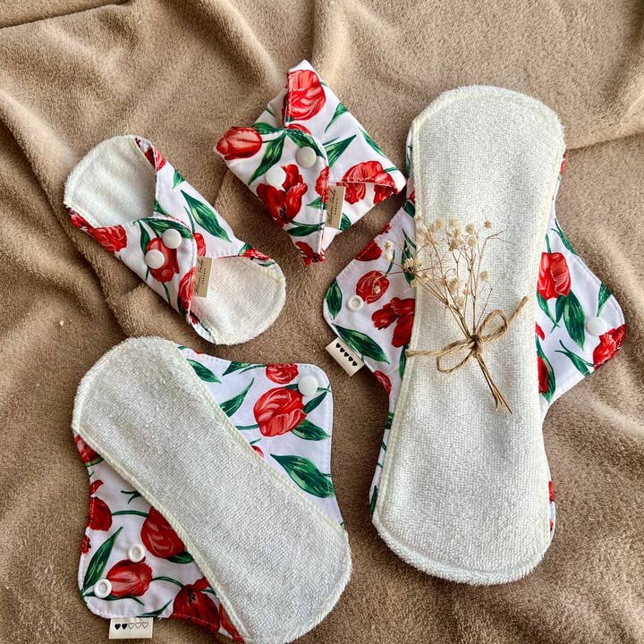 Bloom Pads - Wholesale Period Underwear - Women's - 4 Pack Organic Cloth Pads, Starter Pack, Sanitary pad set4