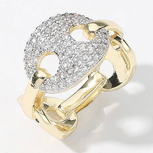 CZ Stone Paved Mariner Link Pointed Ring for wholesale by Sensibling Corp.