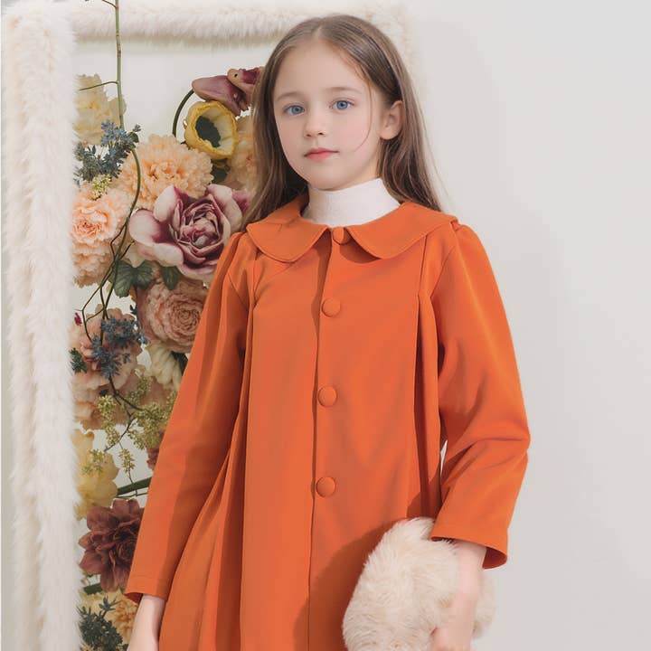 Vintage Orange Lightweight Corduroy Coat with Big Buttons for wholesale by Hello Bebes!