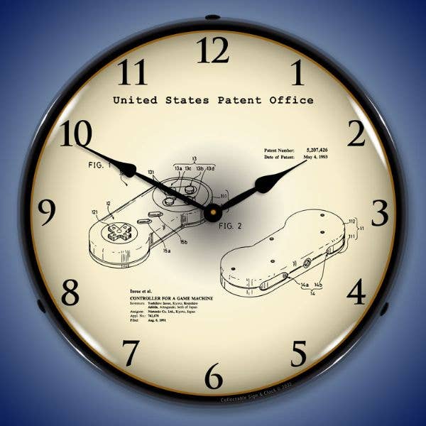 Super Nintendo Controller 1991 Patent for wholesale by Collectable Sign and Clock LLC.