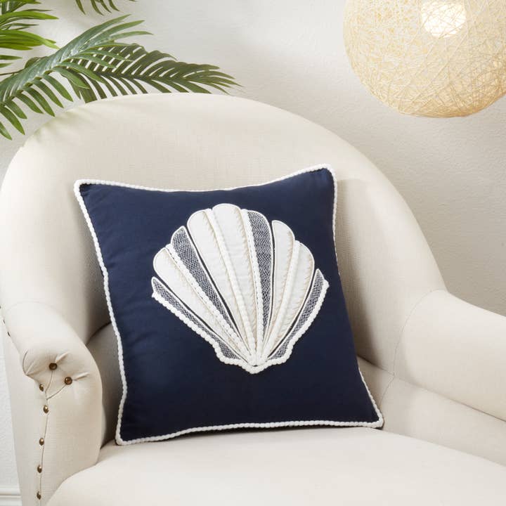 Saro Lifestyle - Wholesale Throw/Decorative Pillow - Sandy Shore Seashell Throw Pillow