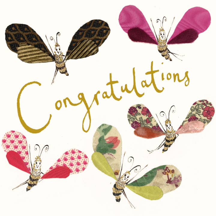 Congratulations Bees Gold Foil Card for wholesale by Anna Wright Ltd