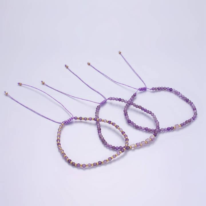14K Gold Filled Amethyst Multifaceted Purple Rope Adjustable Friendship Bracelet | WA-2007 - WA-2009 Clearance Pricing for wholesale by Aim Eternal