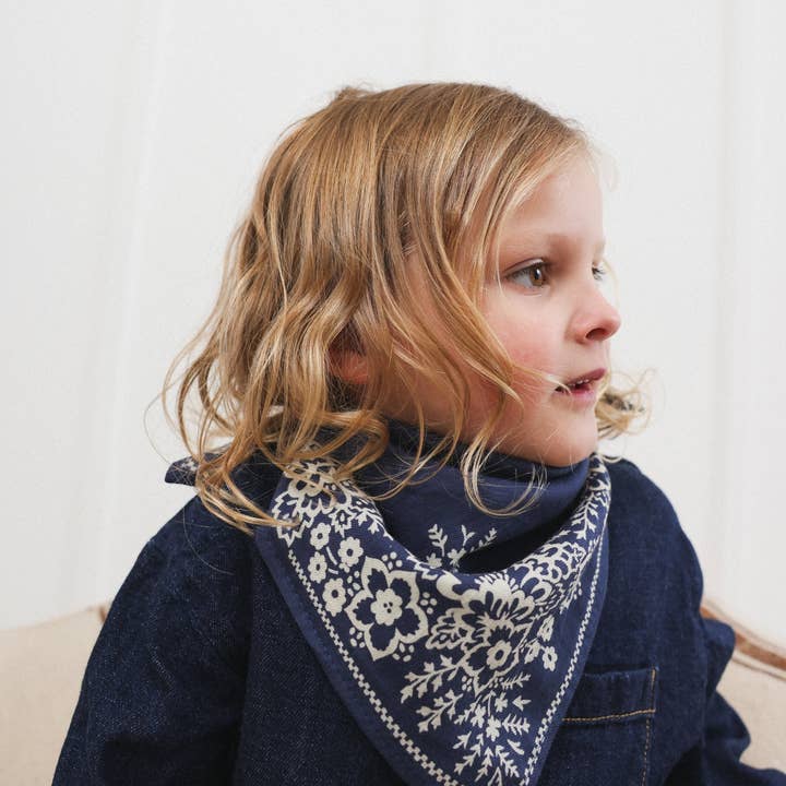 SO FAMILY - Wholesale Scarf - Kids - Kids Mysore bandana scarf Navy