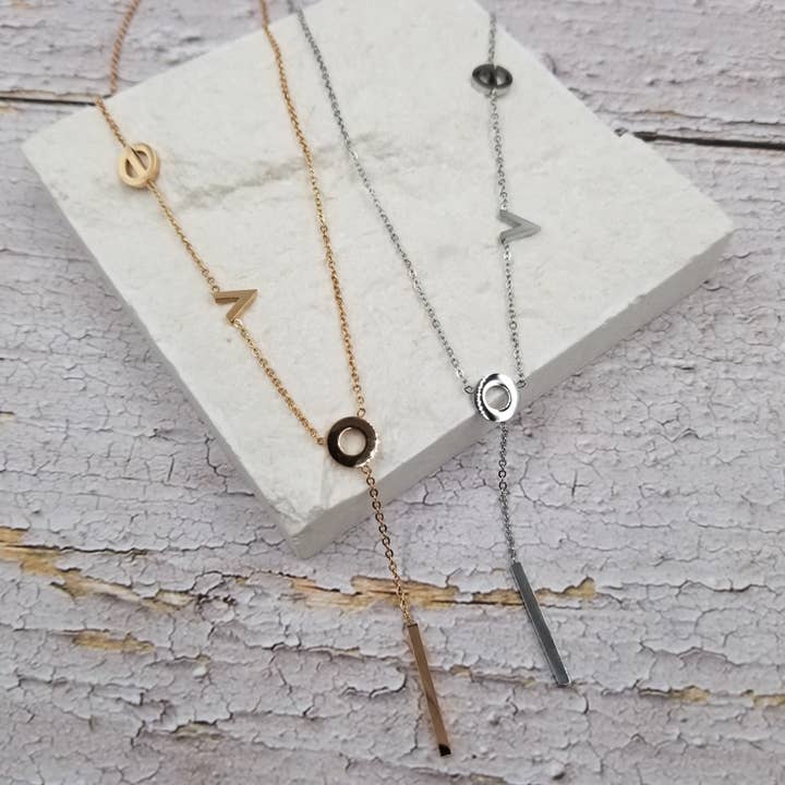 18K Gold And Silver Love Necklace for wholesale by Treasure Wholesale