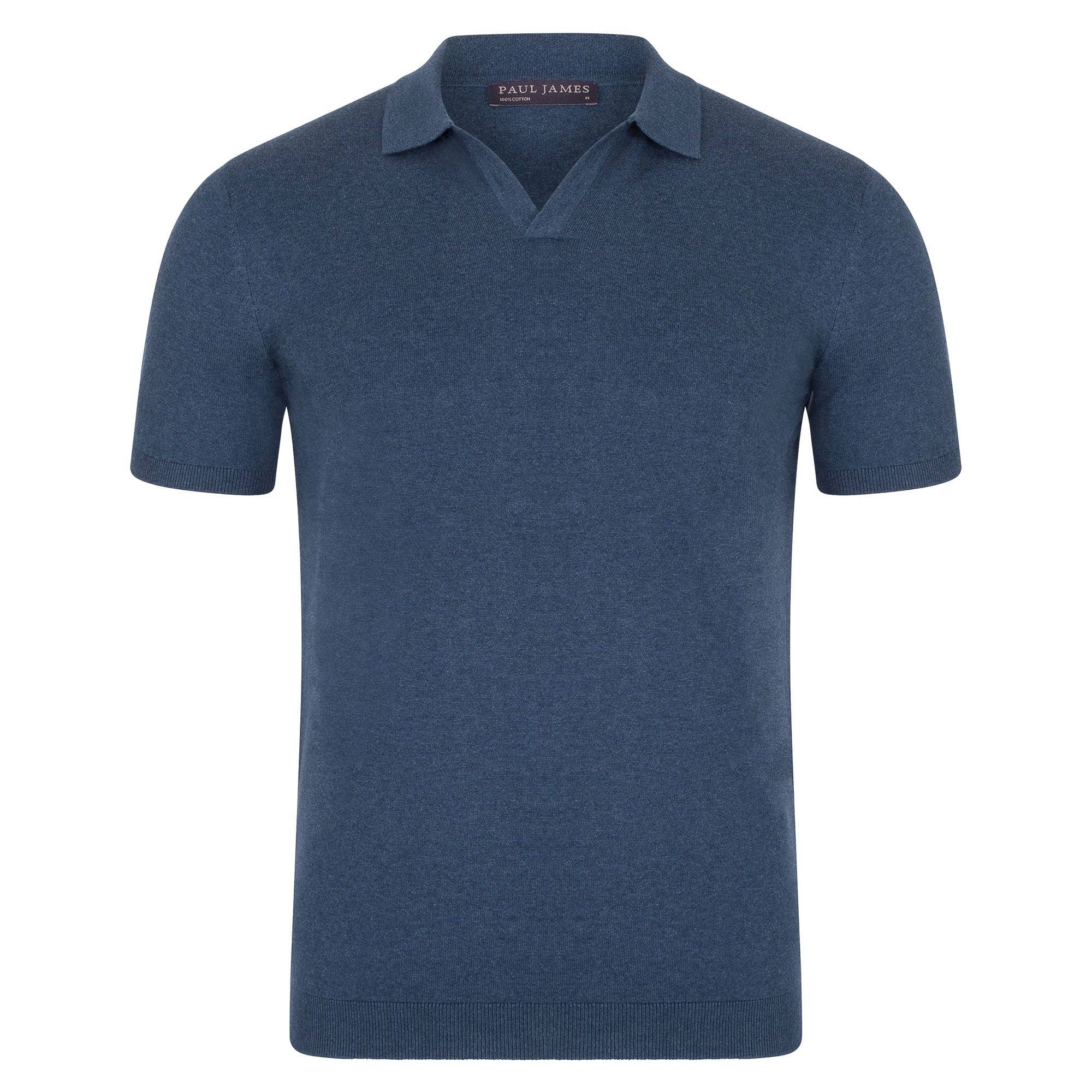 Paul James Knitwear - Wholesale Polo - Heren - Heren Ultra Fijne Katoenen Poloshirt Zonder Knopen0