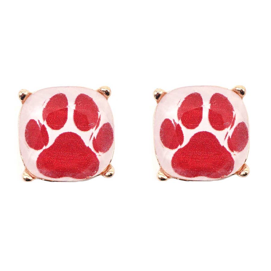 JHP Collection - Wholesale Stud/Post Earrings - DOG PAW PRINT CUSHION CUT EPOXY STUD EARRING19