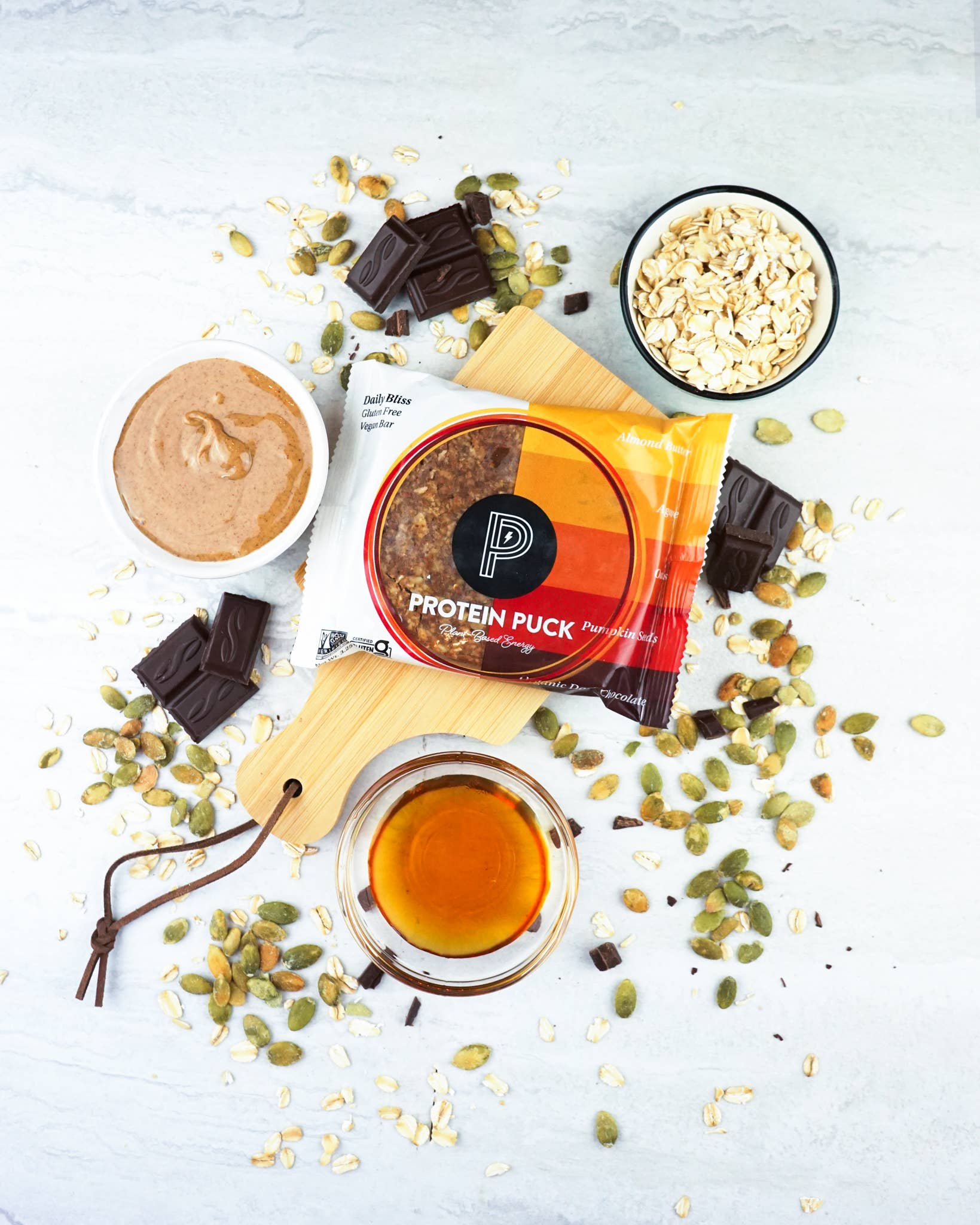 Protein Puck - Wholesale Snack Bar - Daily Bliss (Almond, Dark Chocolate) (16 - 3.25oz Bars)12