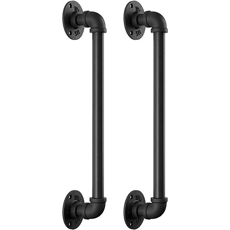 SERENITA - Wholesale Knob/Pull - A Pair Industrial Pipe Black Iron Barn Door Pull Bar Handles5