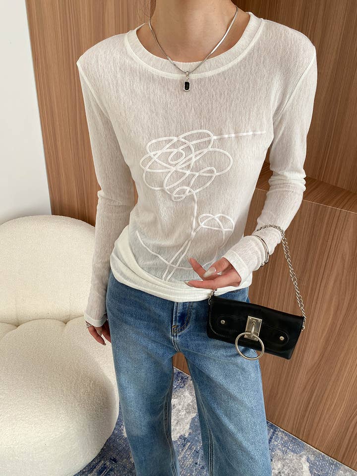 Picture Color Textured Sheer Sun Protection T-Shirt for wholesale on Faire20
