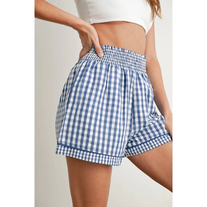 Apolline - Wholesale Shorts - Women's - Garterized Gingham Shorts Classic Charm Effortless Comfort