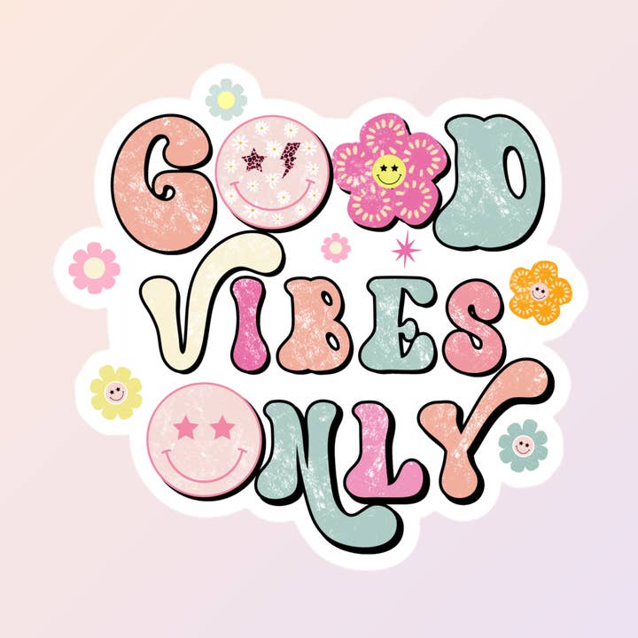 Retro gode vibes kun klistermærker, Hippie klistermærker for engroshandel hos Sorry Not Sorry Co