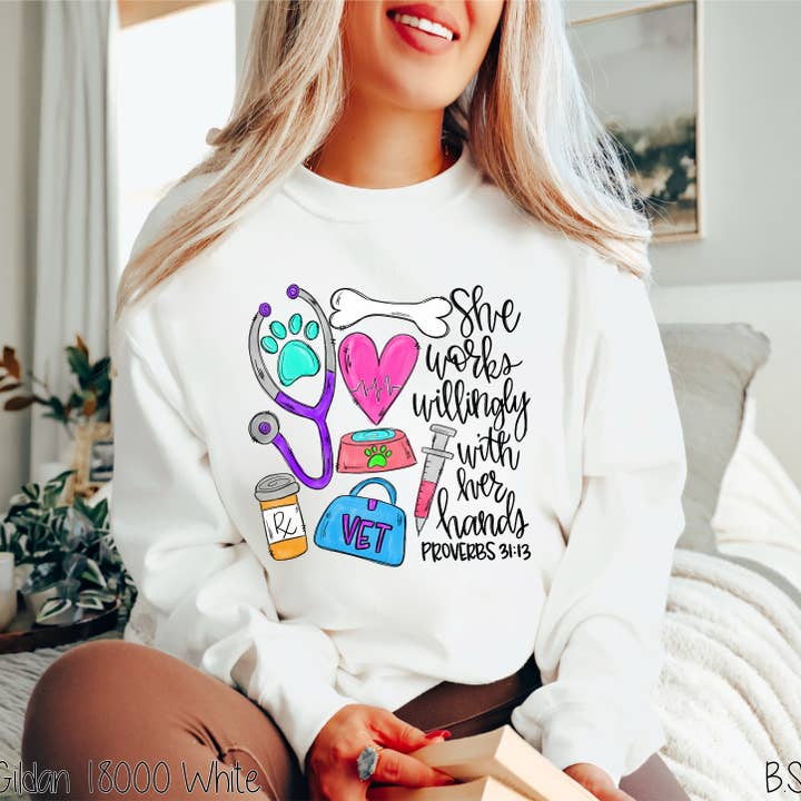 Bama Screens - Wholesale Sublimation Transfer - She Works Willing Vet #C11