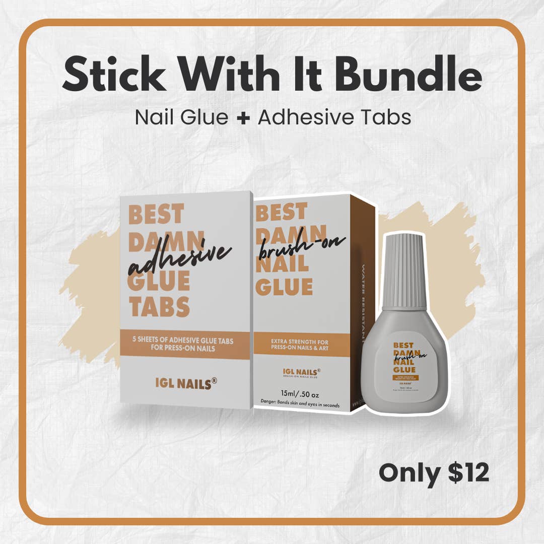 IGL Nails - Wholesale Nail Hardener/Strengthener - Stick With It Bundle | Brush-On Nail Glue + Adhesive Tabs