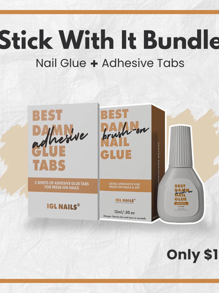 Stick With It Bundle | Brush-On Nail Glue + Adhesive Tabs for wholesale by IGL Nails