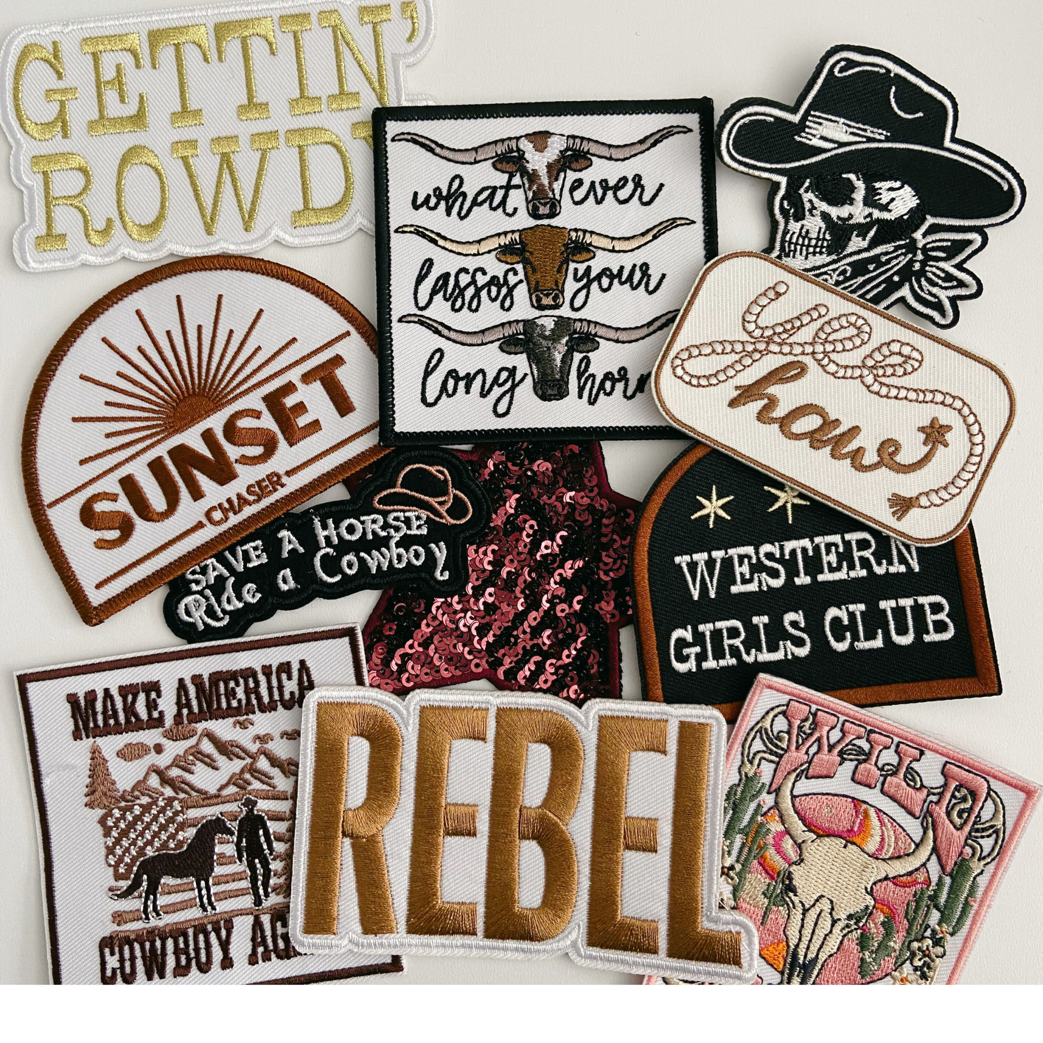 TEELUX - Wholesale Patch - 3"  Western Girls Club  -  Embroidered Hat Patch3