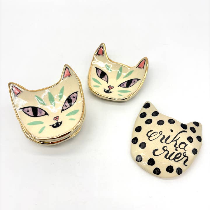 Erika Rier - Wholesale Jewelry Dish - Little Green Tiger Ring Dish with 22k Gold Luster4