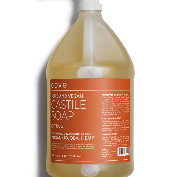 Cove - Wholesale Body Wash/Shower Gel - Cove Castile Soap 1 Gal. | Organic Argan, Jojoba, Hemp Seed