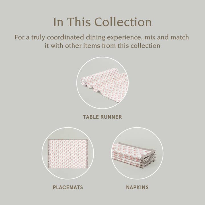 over&back - Wholesale Table Runner - Hand-Blocked Table Runner Floral Patterns 18x10834