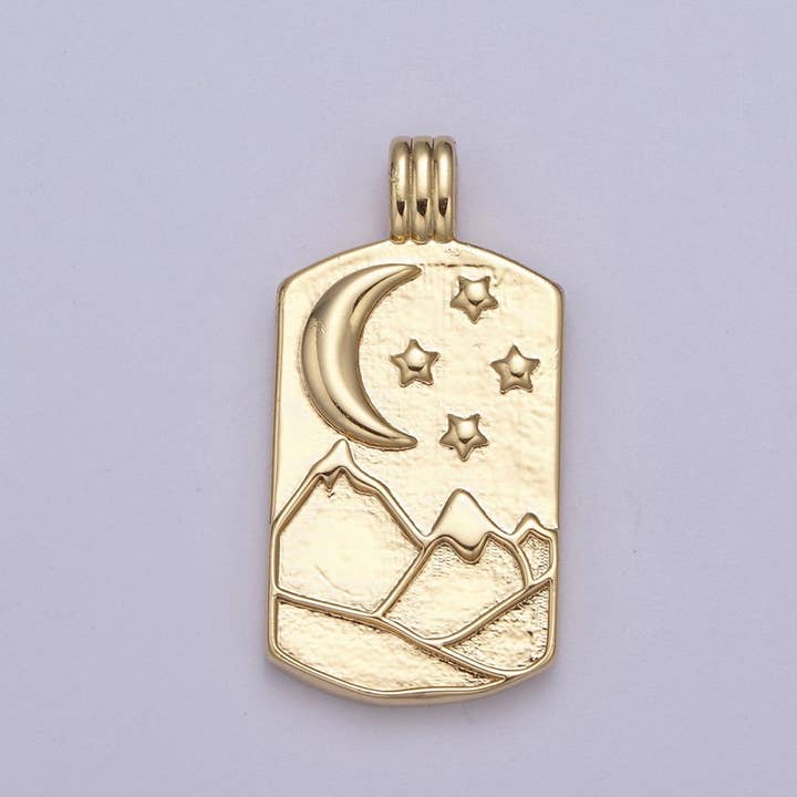 Aim Eternal - Wholesale Individual Charm/Pendant - New Element Tag Collection Gold Element Charm Fire Wind Earth Ocean Wave Charm 14K Gold Filled Medallion for Necklace Supply H-519 H-521 H-522 H-5242