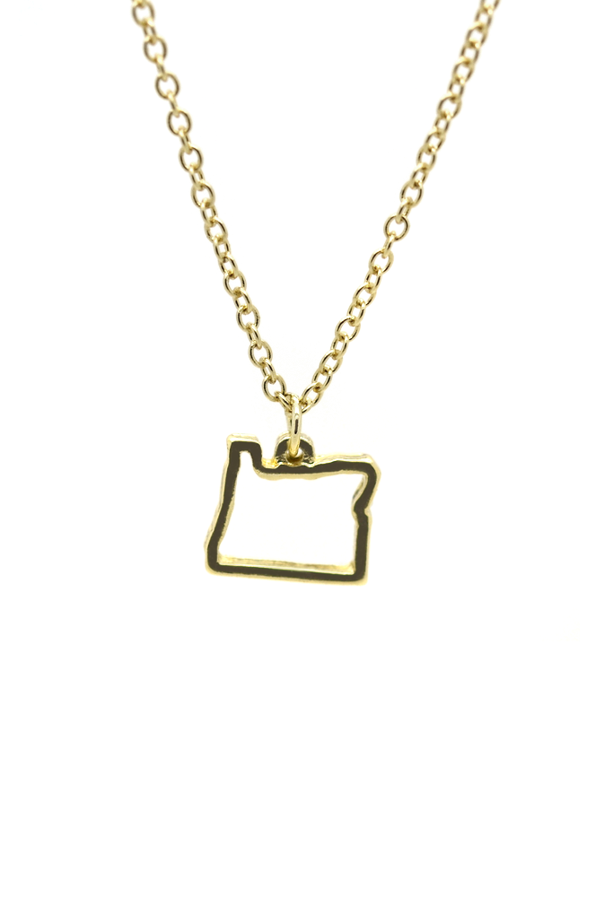 Lucky Feather - Wholesale Pendant/Charm Necklace - State Necklace - Gold - OREGON1