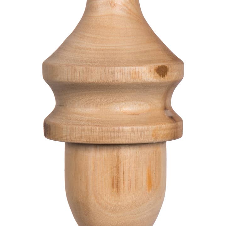 Light Natural Vickerman 12" Lt Nat Turned Wood Finial Ornt 2/Bag for wholesale on Faire2