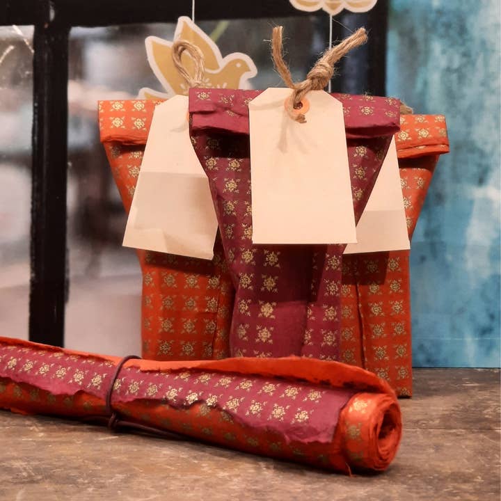 Koperberg - Wholesale Flat Wrap - Wrapping paper | 3 sheets | handmade | Red 1