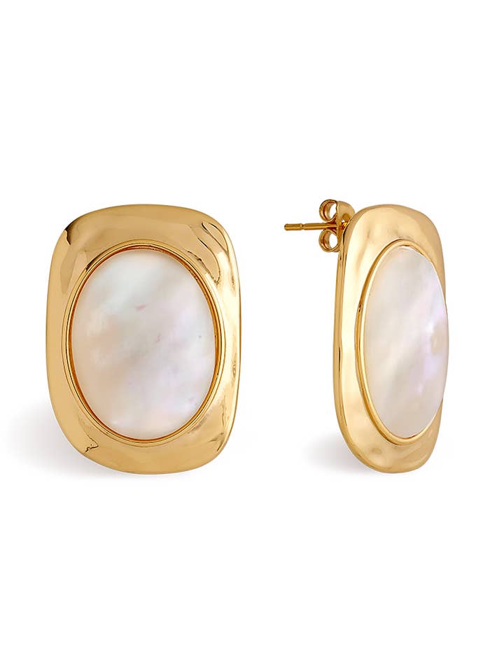 Frankie Rectangular Mother of Pearl Earrings for wholesale by Maudella