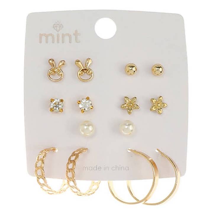 Atlas Fashion - Wholesale Jewelry Set - 7 Pair Hoop & Stud Earring Set