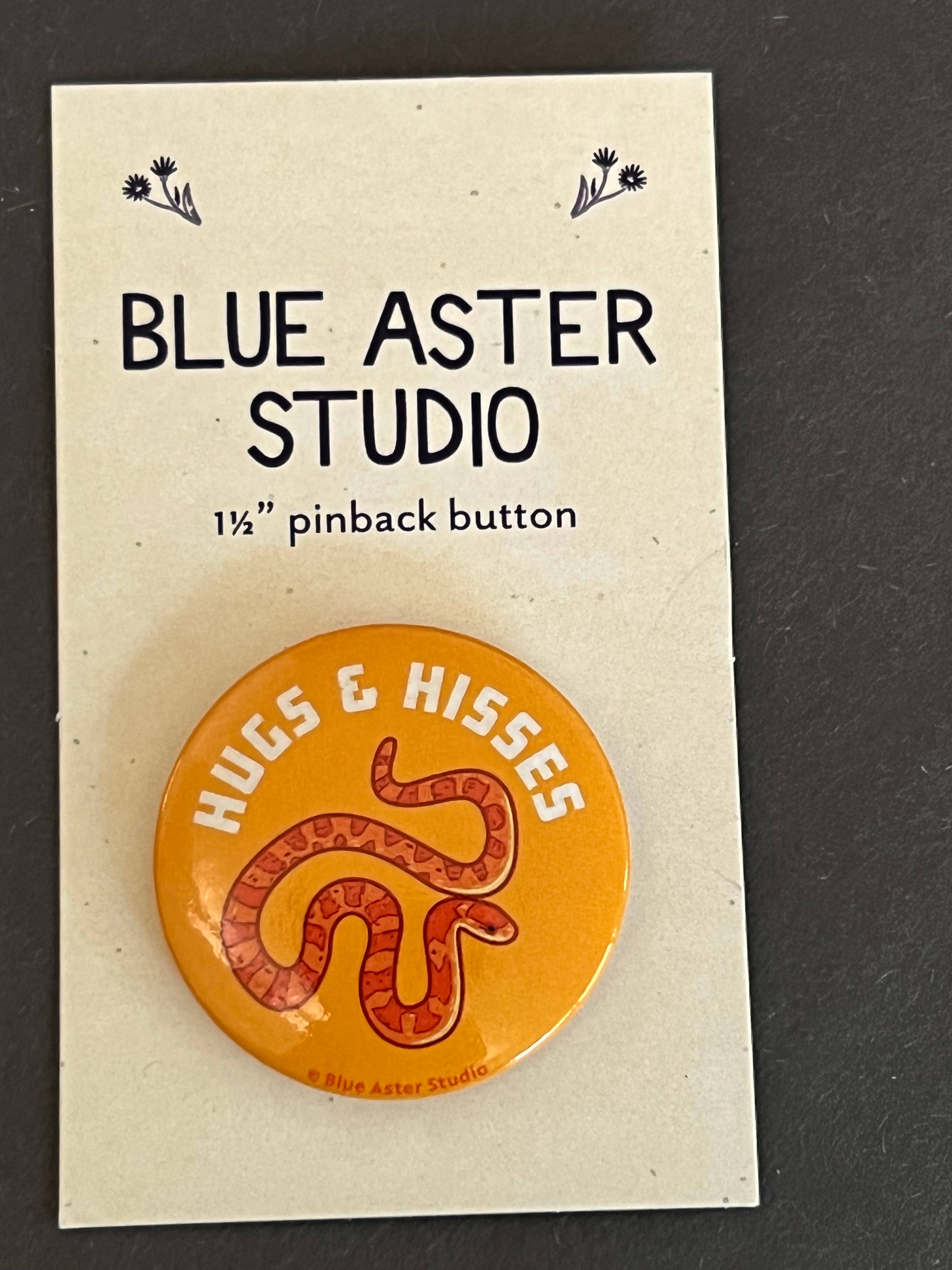 Rextooth Studios – wholesale Lapel pin/button – Snake Button, "Hugs and Hisses"1