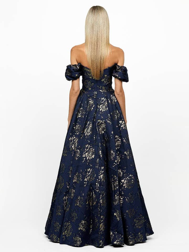 NAVY GOLD SANDY SWEETHEART OFF SHOULDER GOWN B56D07L for wholesale on Faire