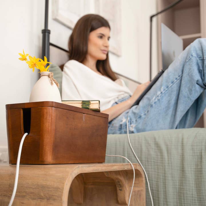 LuxeDesigns Co LLC - Wholesale Desk Organizer - Extra Large Cable Management Box – Handmade Acacia Wood Cord Organizer & Power Strip Cover3