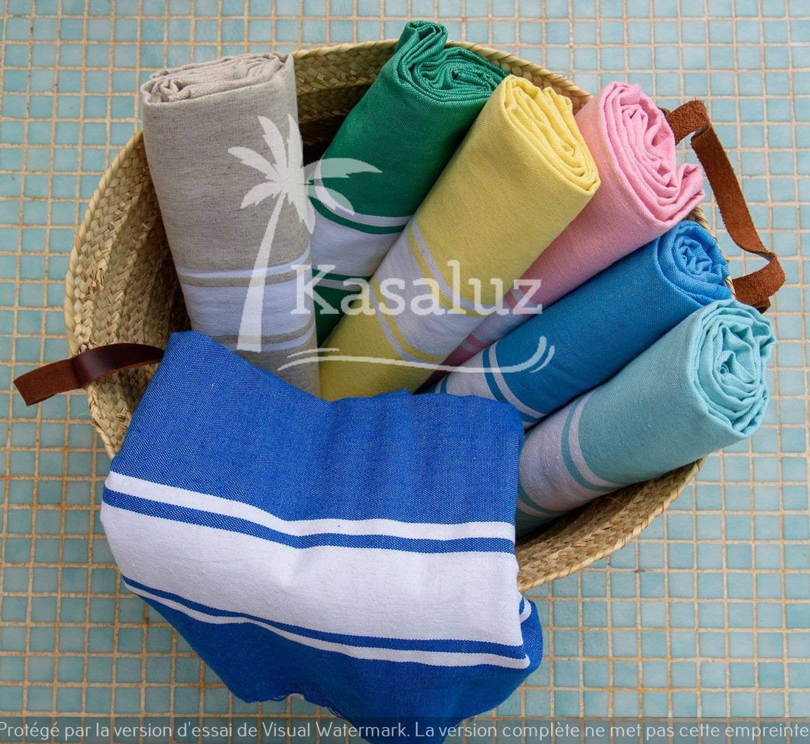 KASALUZ - Wholesale Beach Towel - Authentic Fouta Sage Green Flat Weave 100% Cotton6