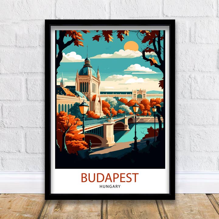 Budapest Hungary Travel Poster Budapest Wall Art Hungary Illustration Budapest Poster Hungary Travel Decor Budapest Home Decor Travel Poster for wholesale by InkNPrintz