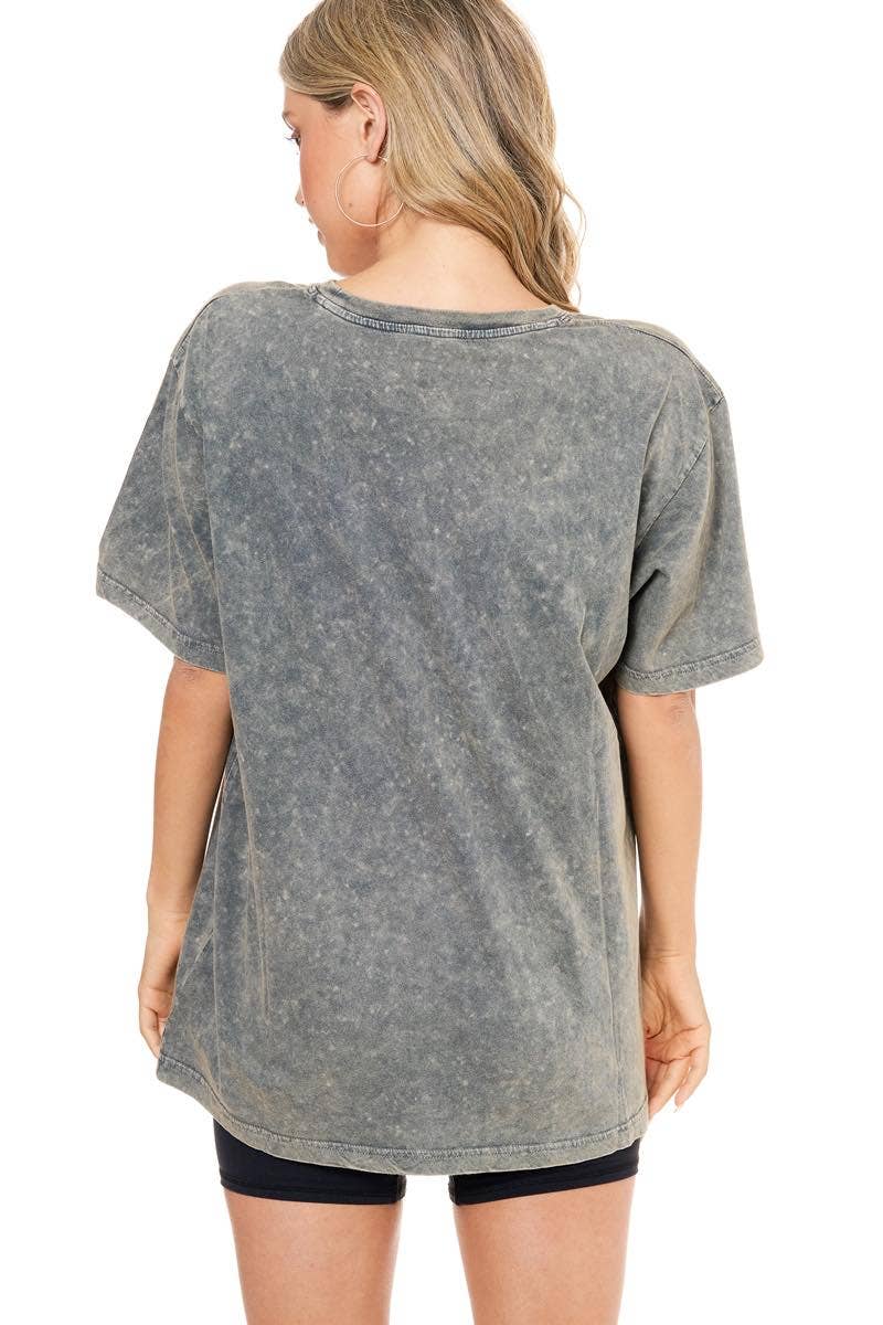 Zutter - Wholesale Screen Printed T-Shirt - Women's - Good Vibes Sunshine Graphic S/S Washed Boyfriend Tee1