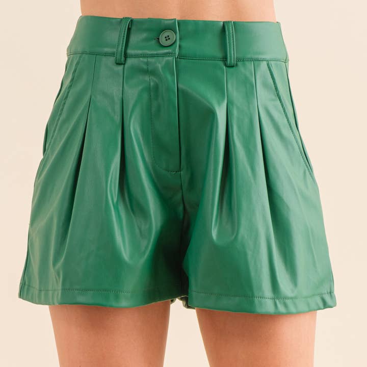 GREEN Pu Leather Shorts-HP0039 for wholesale on Faire4